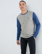 Abercrombie & Fitch Icon Logo Color Block Long Sleeve Top In Gray/blue - Gray