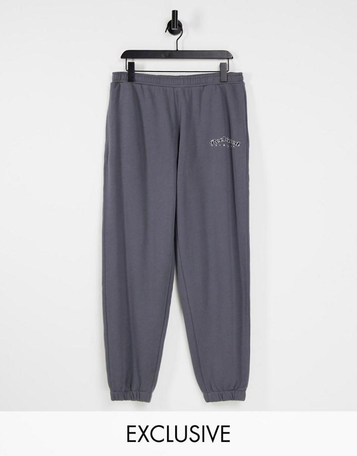 Reclaimed Vintage Inspired Unisex Relaxed Sweatpants In Charcoal - Part Of A Set-grey