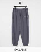 Reclaimed Vintage Inspired Unisex Relaxed Sweatpants In Charcoal - Part Of A Set-grey