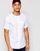 Jack & Jones Premium Short Sleeve Waffle Grandad Shirt In Slim Fit - White