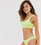 Monki Scoop Neck Bikini Top In Light Green