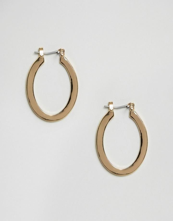 Asos Sleek Oval Shaped Hoop Earrings - Gold