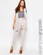 Asos Tall Co-ord Belted Slim Leg Tailored Pant - Gray