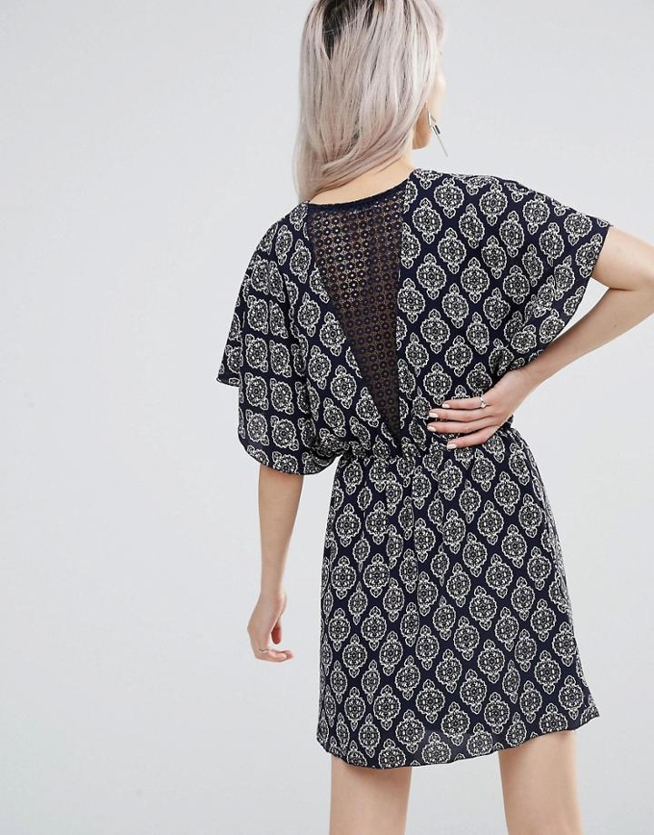 Wal G Dress With Lace Back - Navy