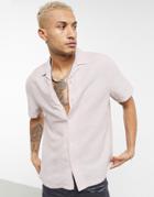 Asos Design Relaxed Fit Linen Shirt With Camp Collar In Pink
