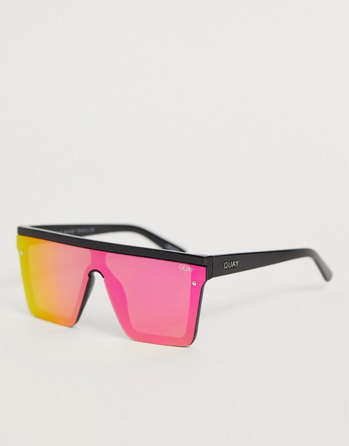 Quay Australia Hindsight Flatbrow Sunglasses In Pink - Pink