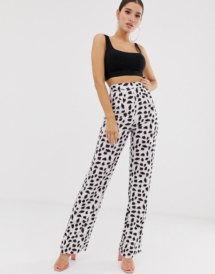 Koco & K Wide Leg Pants In Pink Fleck Print - Multi