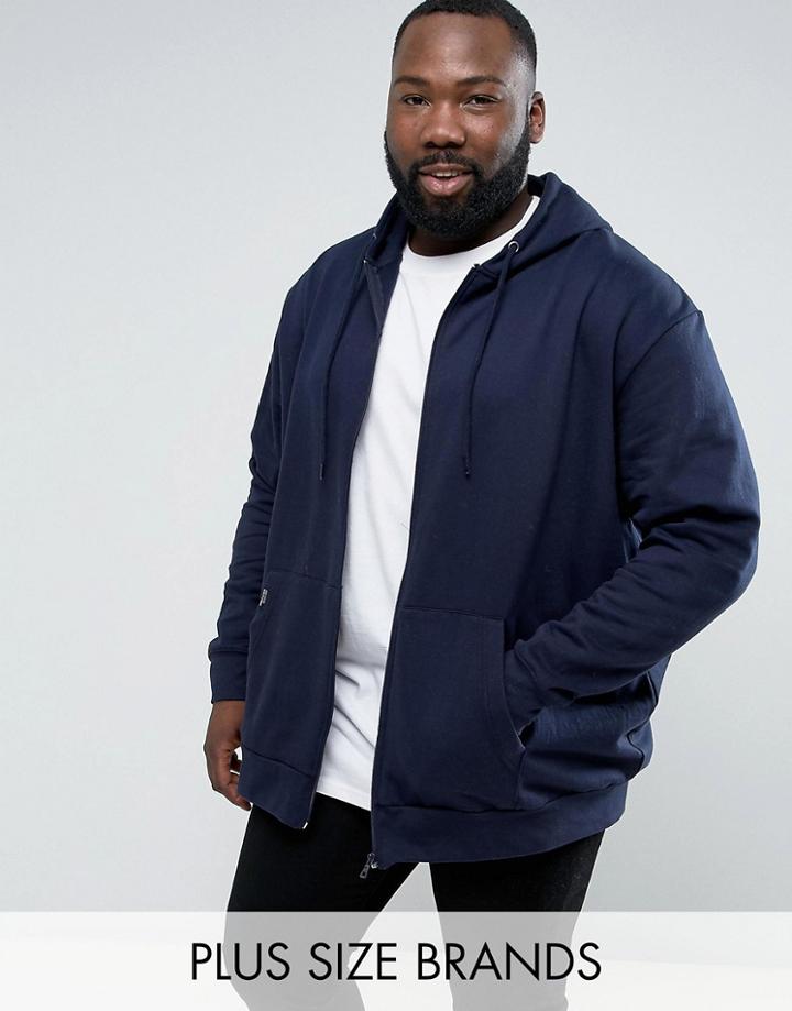 Loyalty And Faith Plus Zip Thru Hoodie - Navy