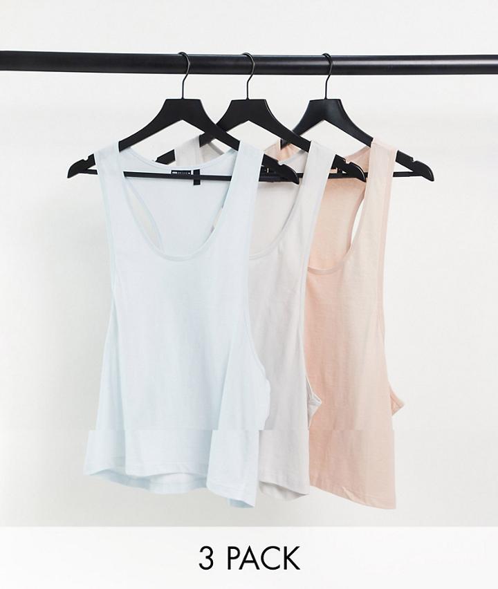 Asos Design 3 Pack Organic Extreme Racer Back Tank-multi