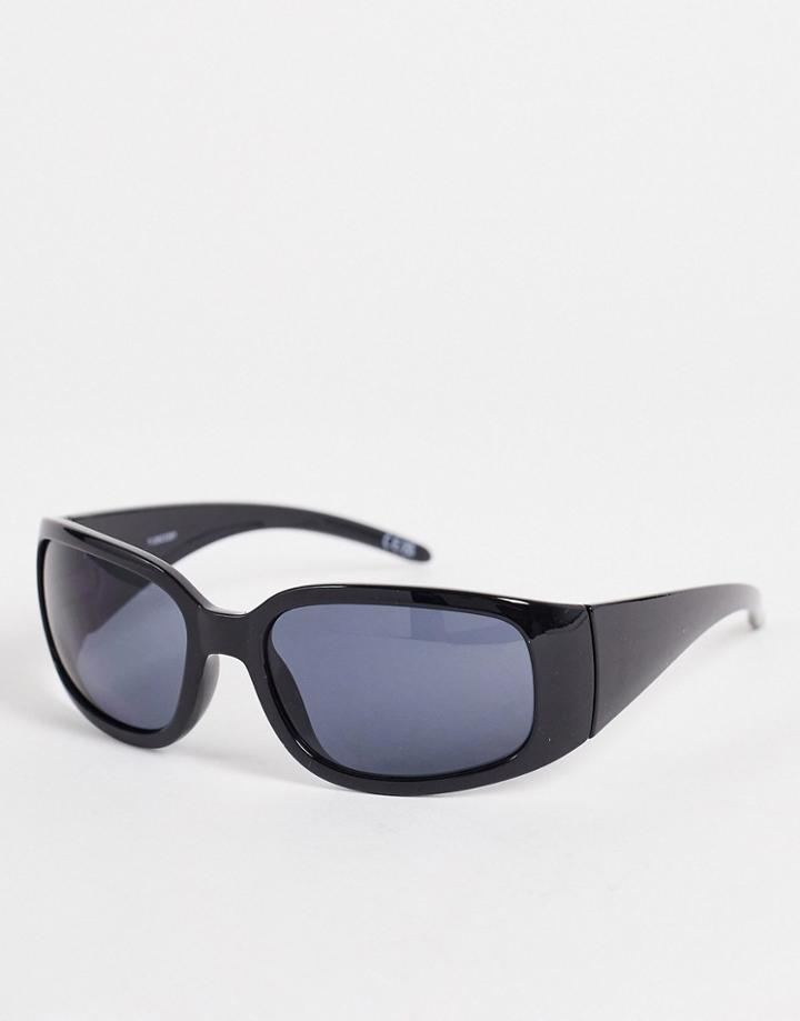 Asos Design Recycled Frame 90s Mid Oval Sunglasses-black