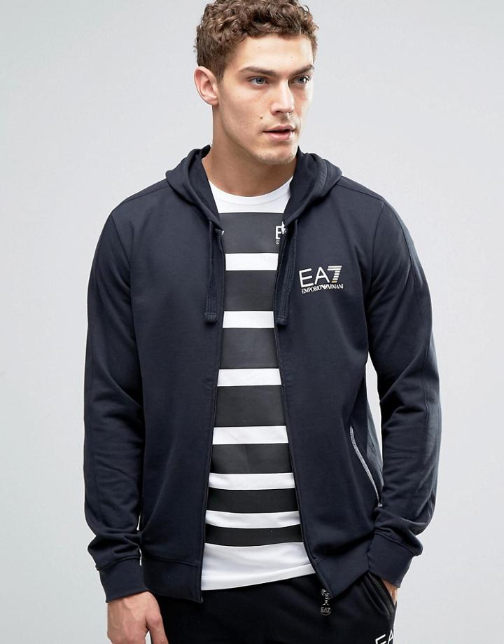 Emporio Armani Ea7 Zip Up Hoodie In Navy - Navy