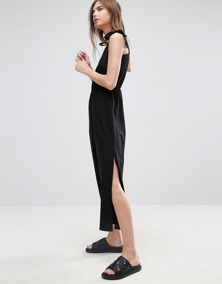 Asos Minimal Jumpsuit In Jersey With Elasticated Waist - Black