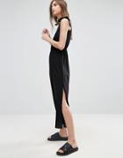 Asos Minimal Jumpsuit In Jersey With Elasticated Waist - Black