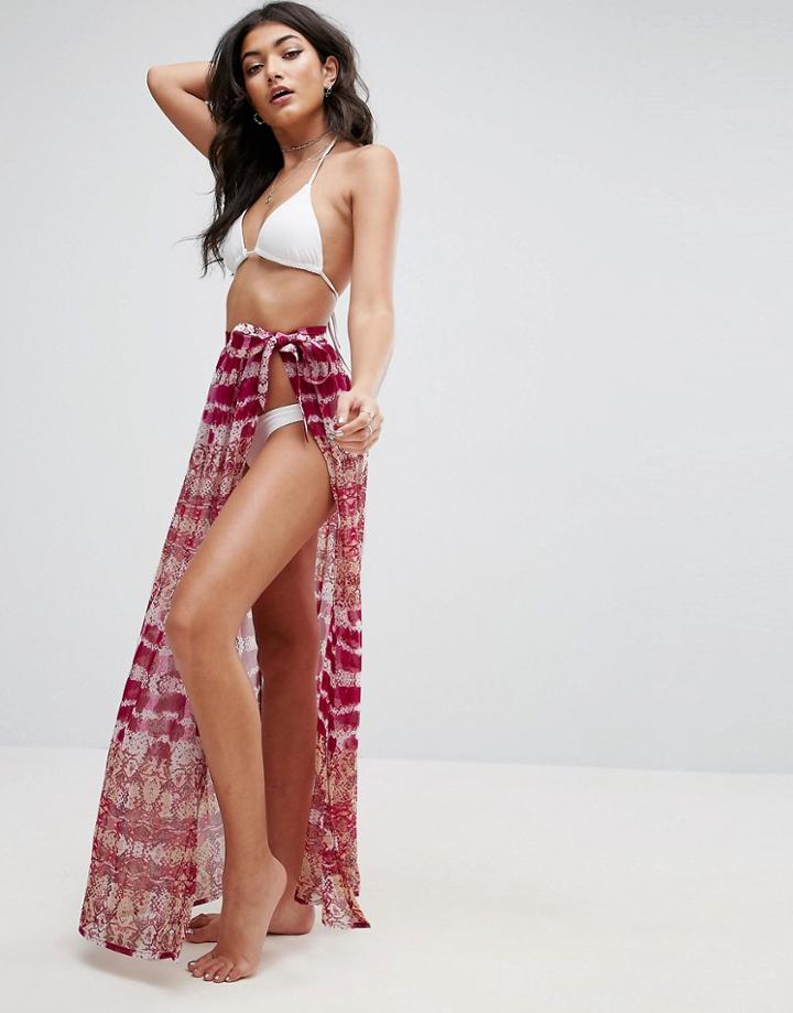 Asos Beach Sarong In Pink Snake Print - Multi