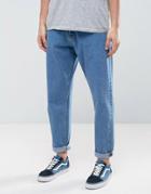 Asos Oversized Tapered Jeans In Vintage Mid Wash Blue - Blue