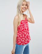 Asos Cami In Red Ditsy Floral - Multi