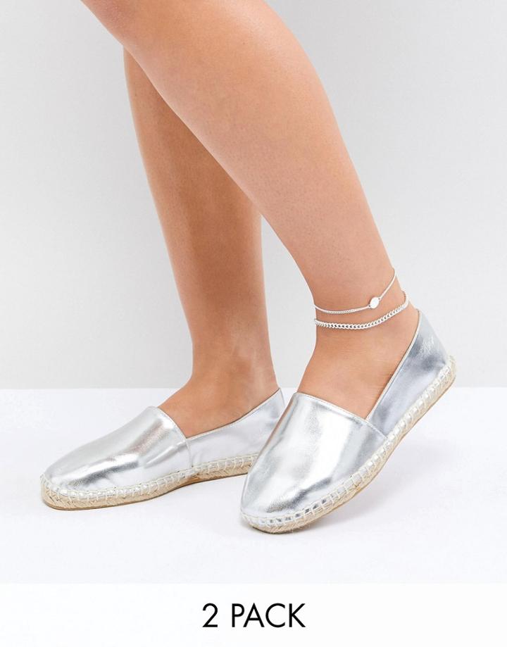 Weekday 2 Pack Chain Anklet - Silver