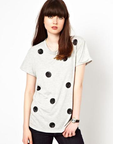 Boutique By Jaeger Jersey Top With Sequin Polka Dot