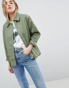 Asos Design Washed Cotton Jacket - Green