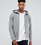 Asos Tall Zip Up Hoodie In Gray - Gray