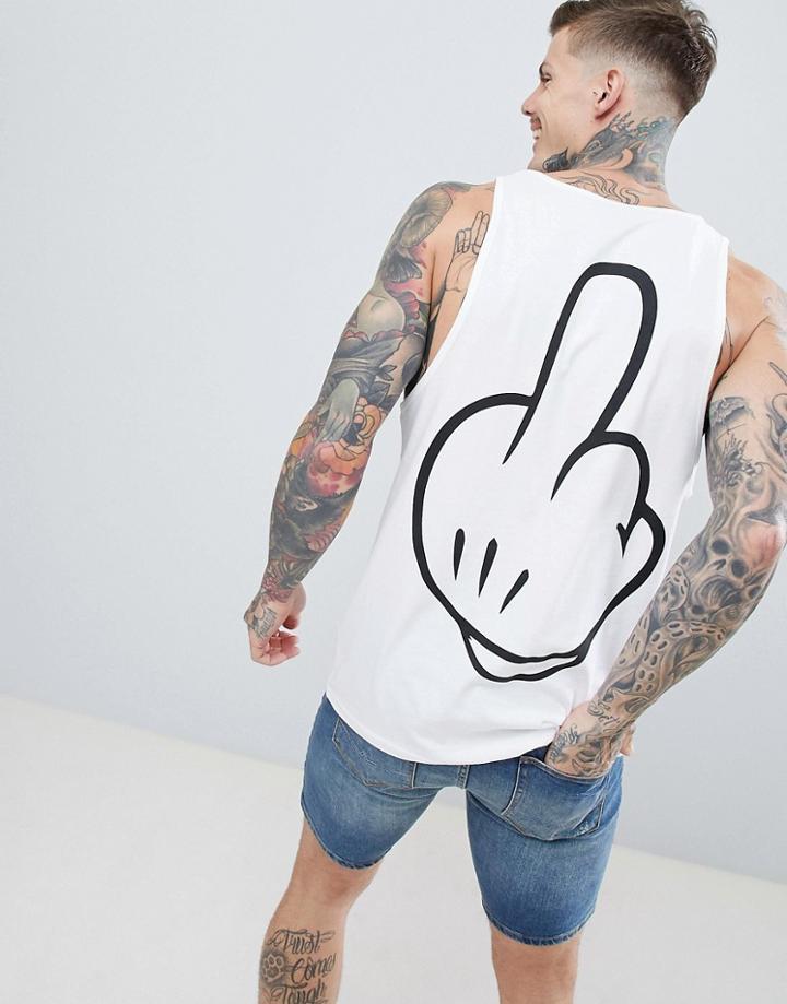 New Love Club Hand Back Print Tank - White