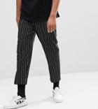Reclaimed Vintage Inspired Tall Relaxed Cropped Pants In Stripe - Black