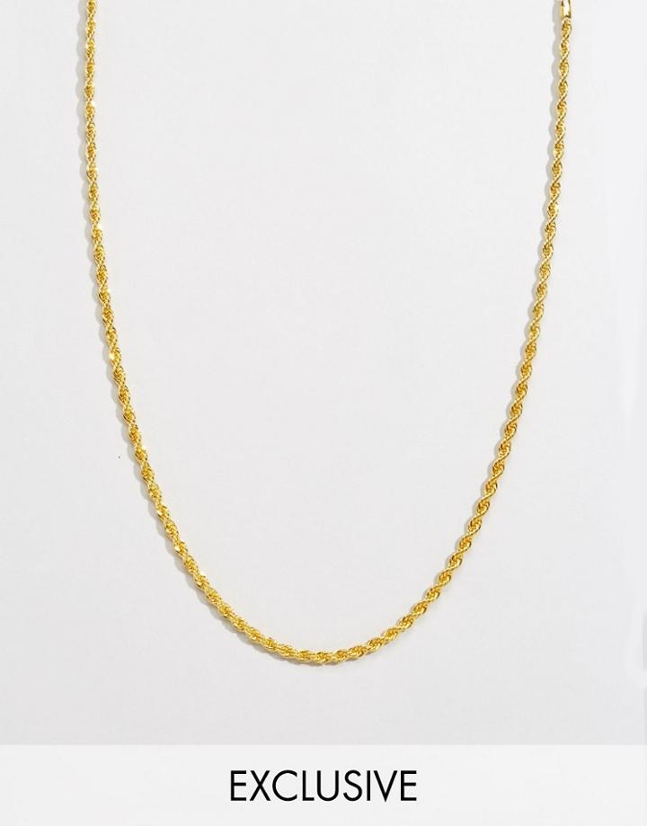 Reclaimed Vintage Gold Rope Chain Necklace 4mm - Gold