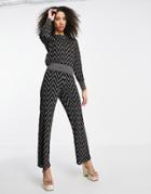 Only Glitter Chevron Knitted Pant In Black - Part Of A Set