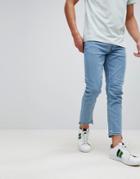 Only & Sons Skinny Fit Jeans With Raw Hem In Stretch - Blue