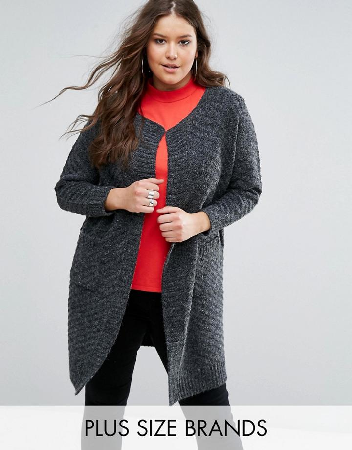 Koko Plus Longline Cardigan - Gray