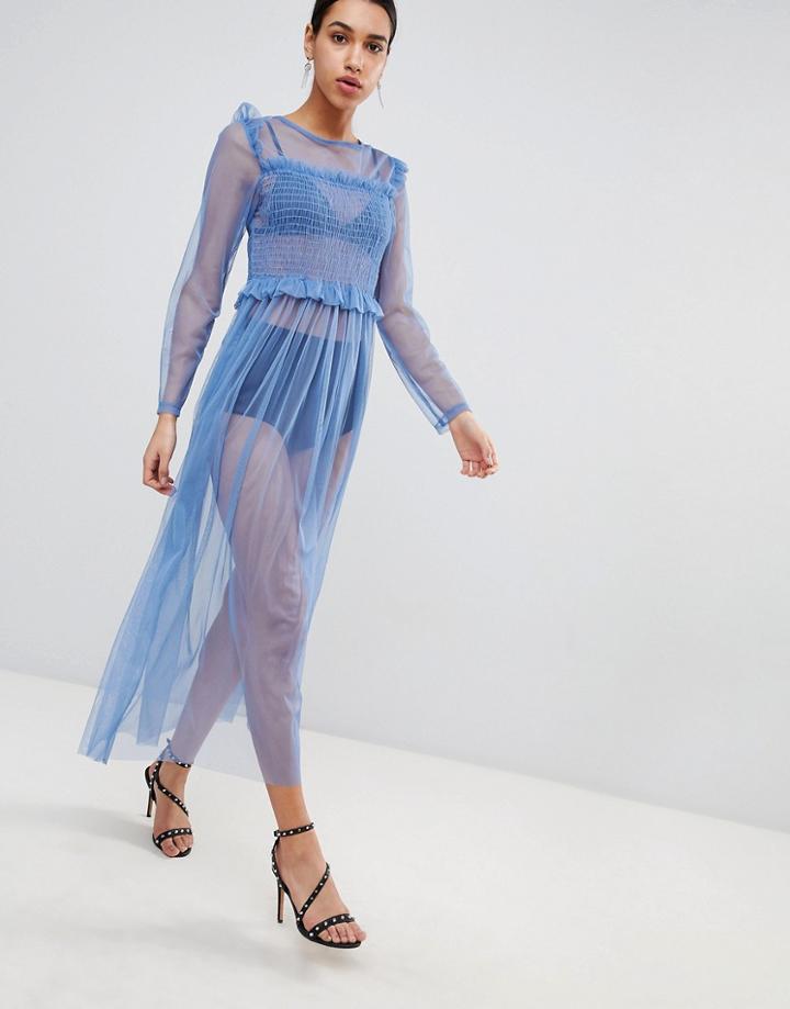 Love Mesh Maxi Dress - Blue