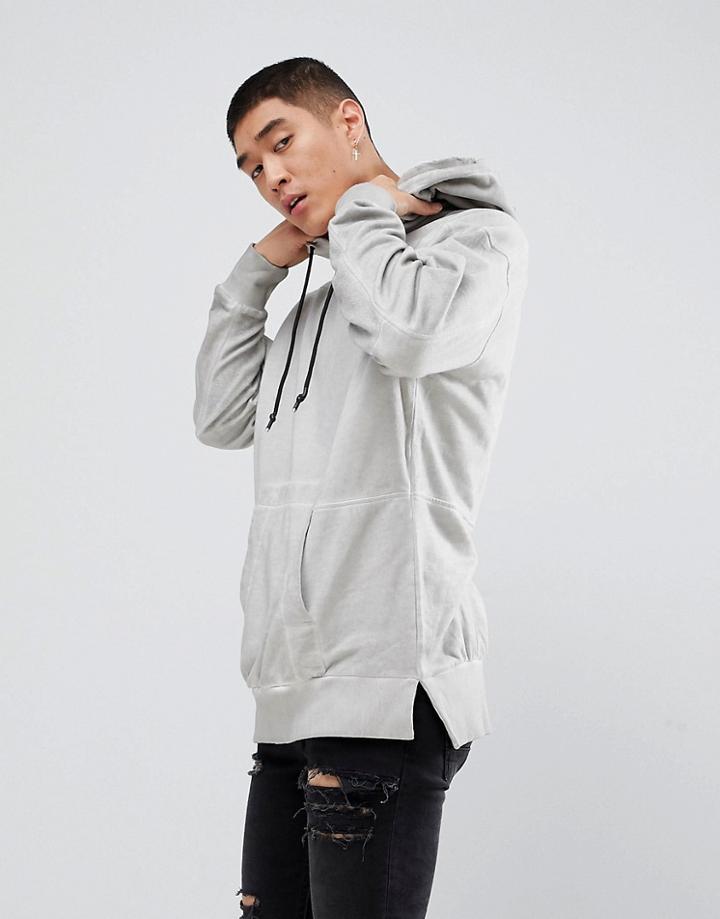 New Look Hoodie In Acid Wash Light Gray - Gray