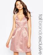 True Decadence Tall Midi Prom Dress With Cami Strap Detail - Dusty Pink