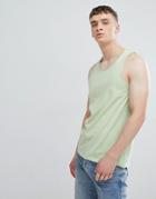 Solid Racer Tank With Raw Edge - Green