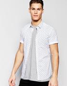 Asos Skinny Shirt In White With Paisely Print And Short Sleeves - White