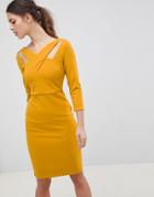 City Goddess Cross Over Midi Dress - Yellow