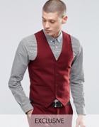 Only & Sons Skinny Vest With Stretch - Burgundy