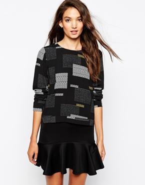 Vero Moda Cubic Woven Print Top - Black
