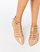 Asos Los Angeles Pointed Caged Ballet Flats - Nude