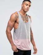 Asos Tank With Dip Dye And Extreme Racer Back - Gray