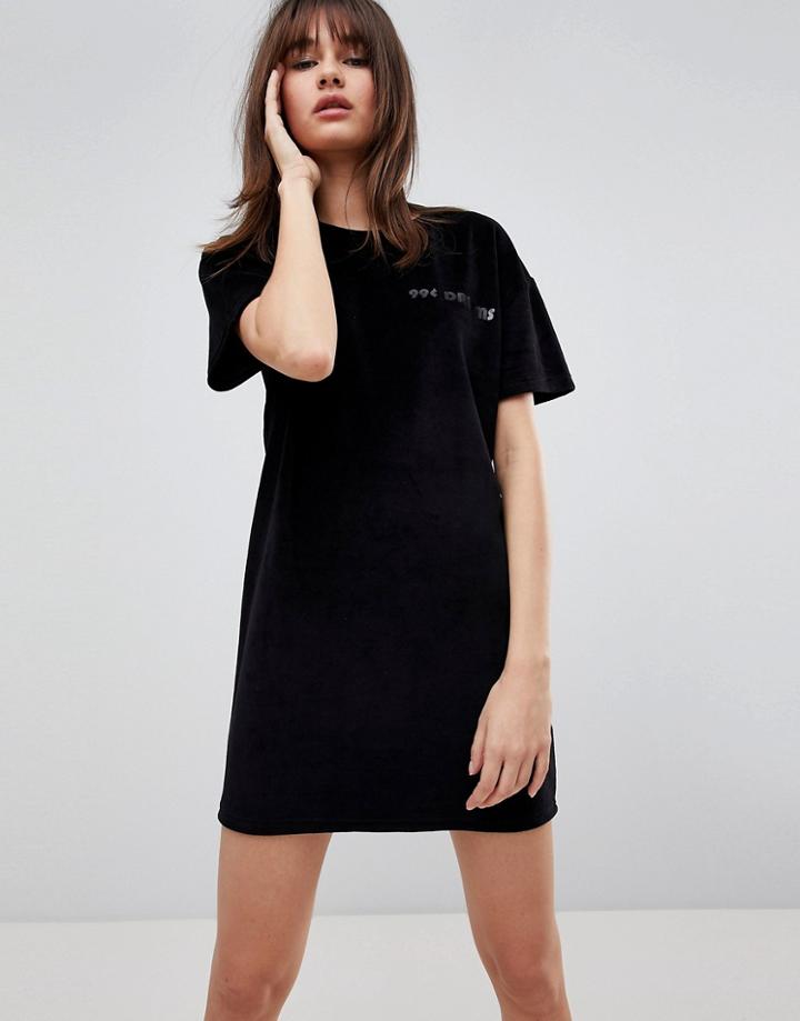 Uncivilised Casette Print Velour Dress - Black