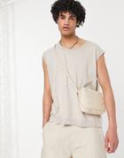 Asos Design Oversized Knitted Cotton Tank Top In Stone-neutral
