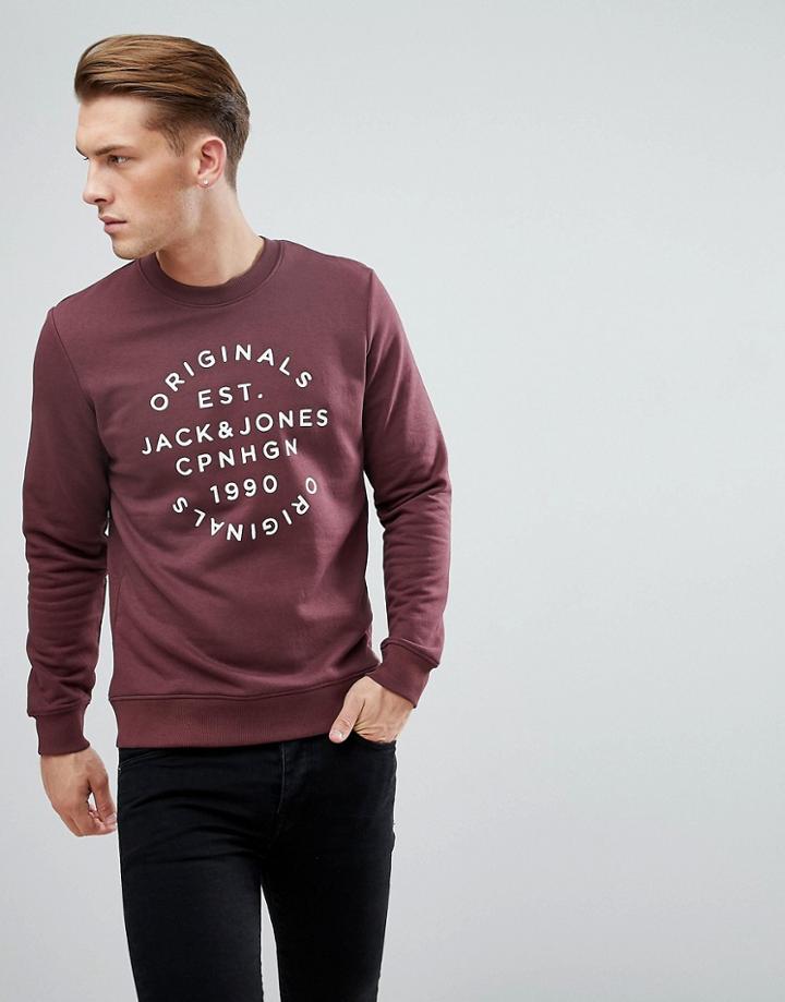 Jack & Jones Originals Sweatshirt With Brand Graphic - Red