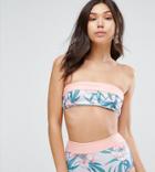 South Beach Bandeau Tropical Print Bikini Top - Multi