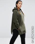 Asos Curve Hoodie In Oversized Fit With Side Splits - Green