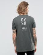 Asos Longline T-shirt With Military Style Back Embroidery In Khaki - Green