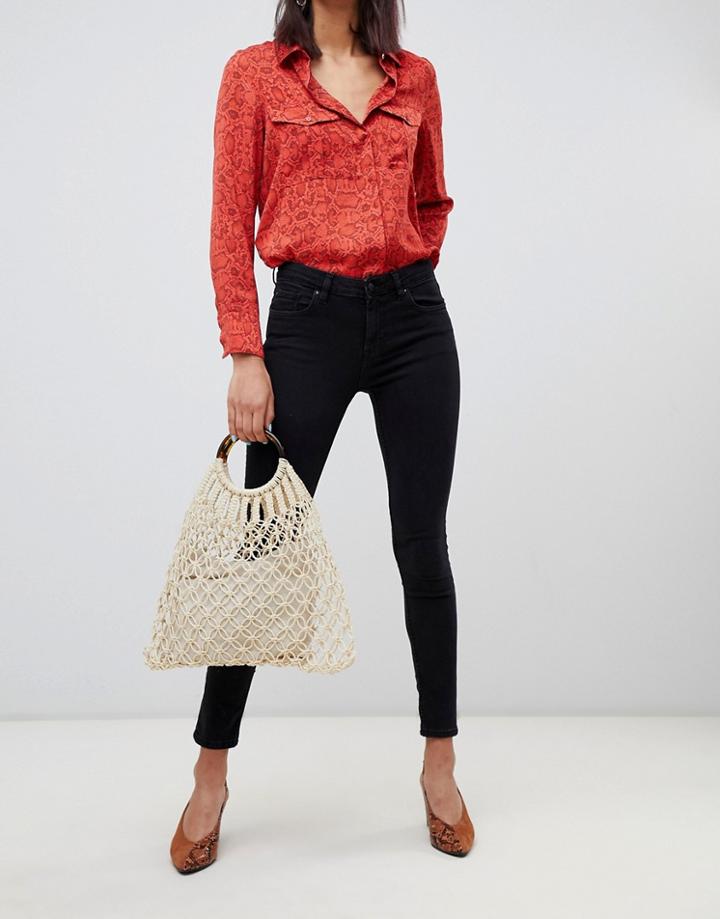 Mango Organic Skinny Jeans In Black - Black