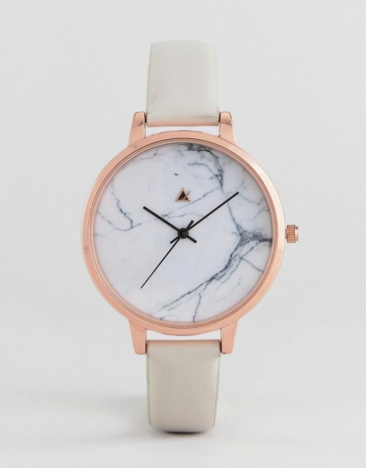 Asos Design Curve Tonal Gray Marble Leather Watch - Gray