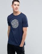 Pretty Green T-shirt With Linear Logo Print In Slim Fit Navy - Navy