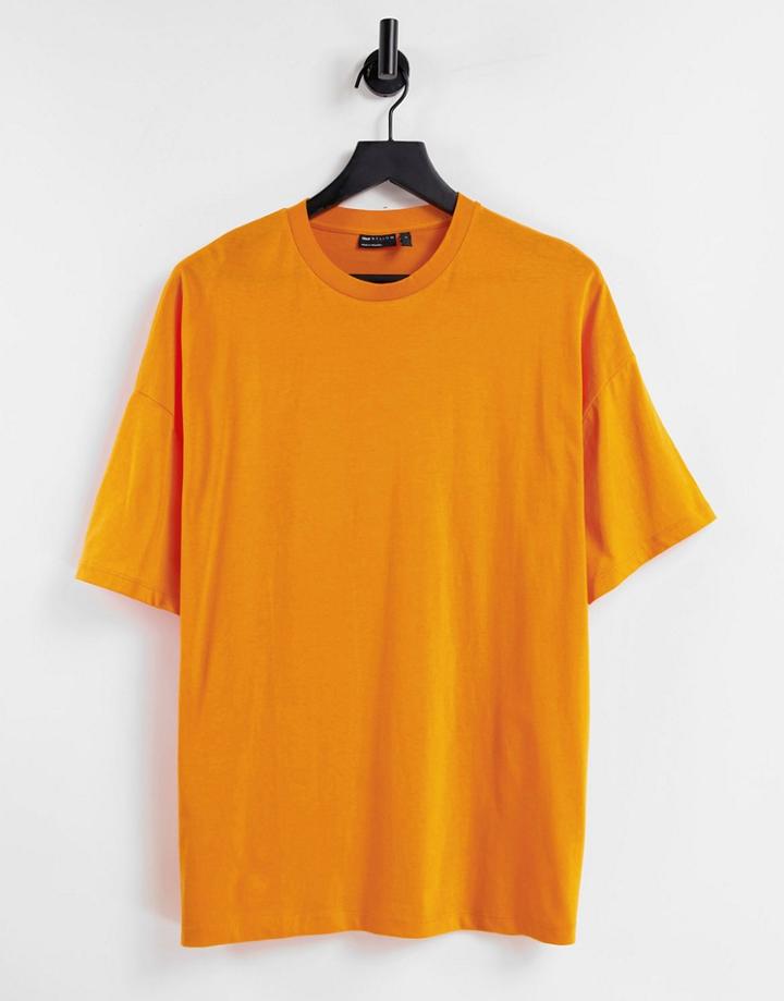 Asos Design Organic Oversized T-shirt With Crew Neck In Orange